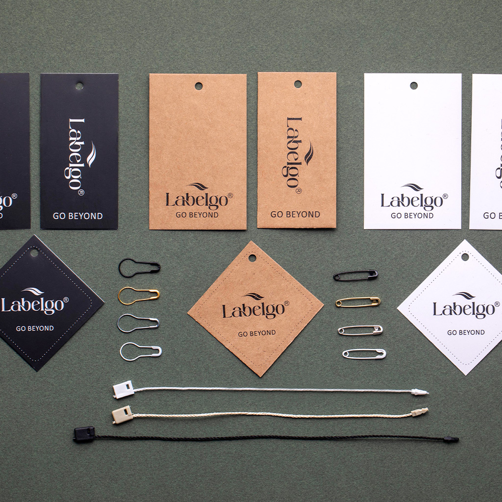 Mixed kraft hang tags with cords