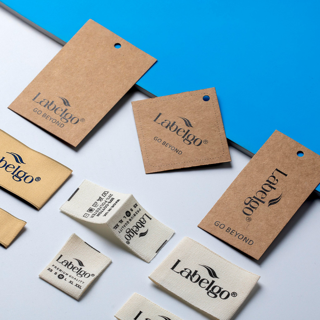 Kraft labels and woven tags set