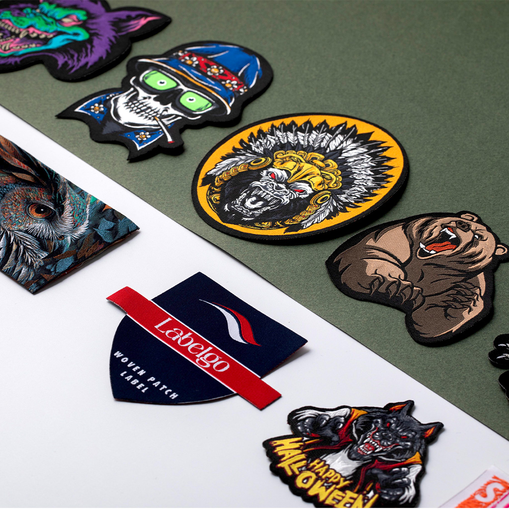 Surf themed woven label